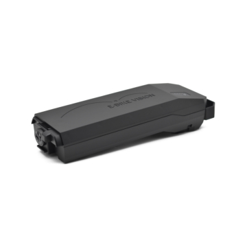 Klart billede af Bosch Powerpack 360 Performance/Active bagagebærer E-Bike Vision cykelbatteri. Billedet er taget fra en trekvart vinkel.