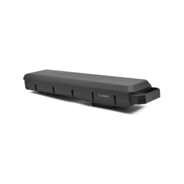 Klart billede af Bosch Powerpack 700 Performance/Active bagagebærer E-Bike Vision. Hele batteriet er tydeligt synligt, og billedet er taget fra en trekvart vinkel.