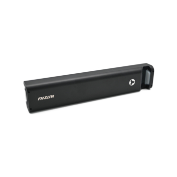 Trekvartvisning af Fazua Energy 430 cykelbatteri. Hele batteriet er godt synligt.