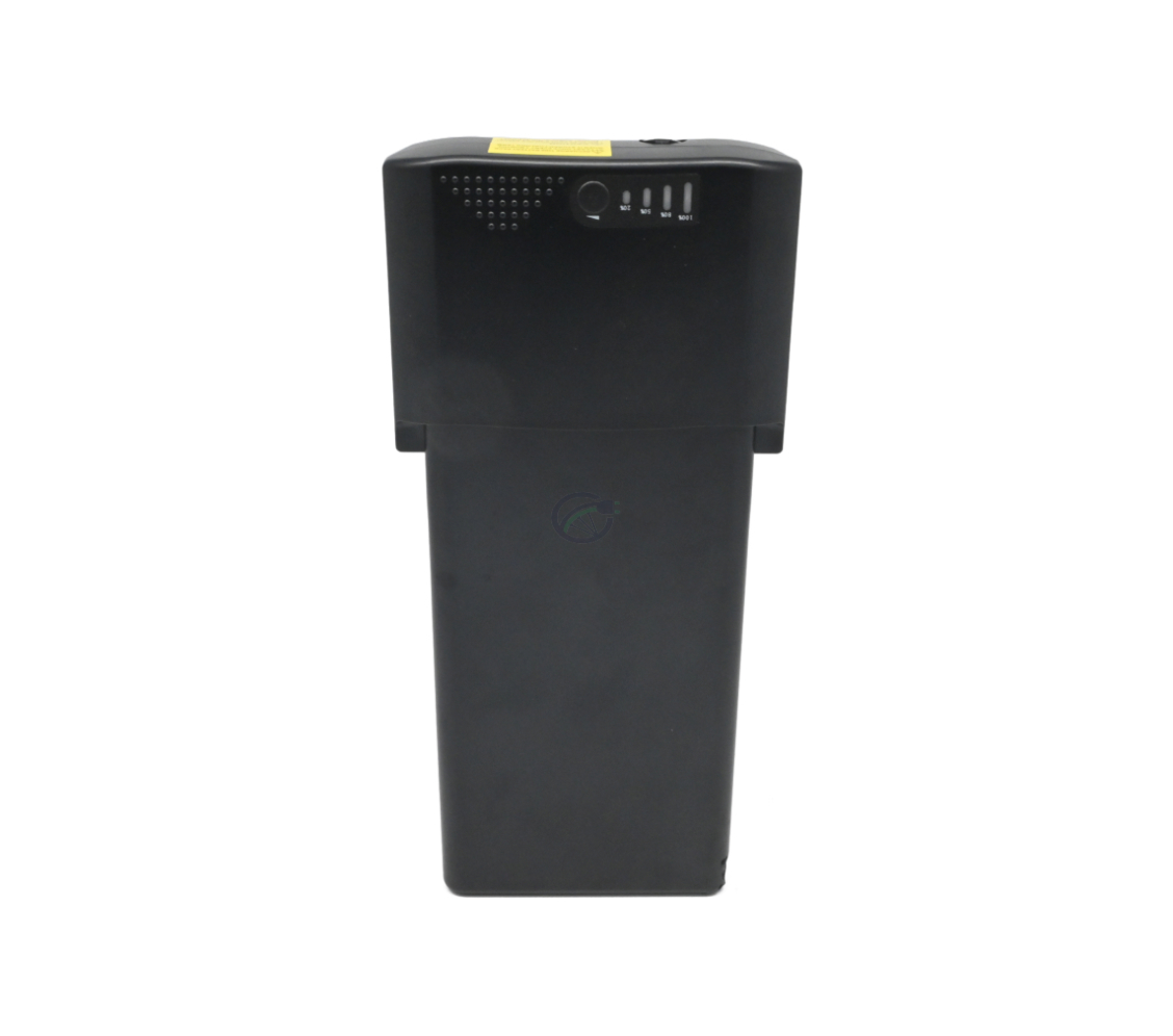 Topvisning af Ansmann 36V 14Ah Compatible cykelbatteri. Batteriindikatoren er tydeligt synlig.