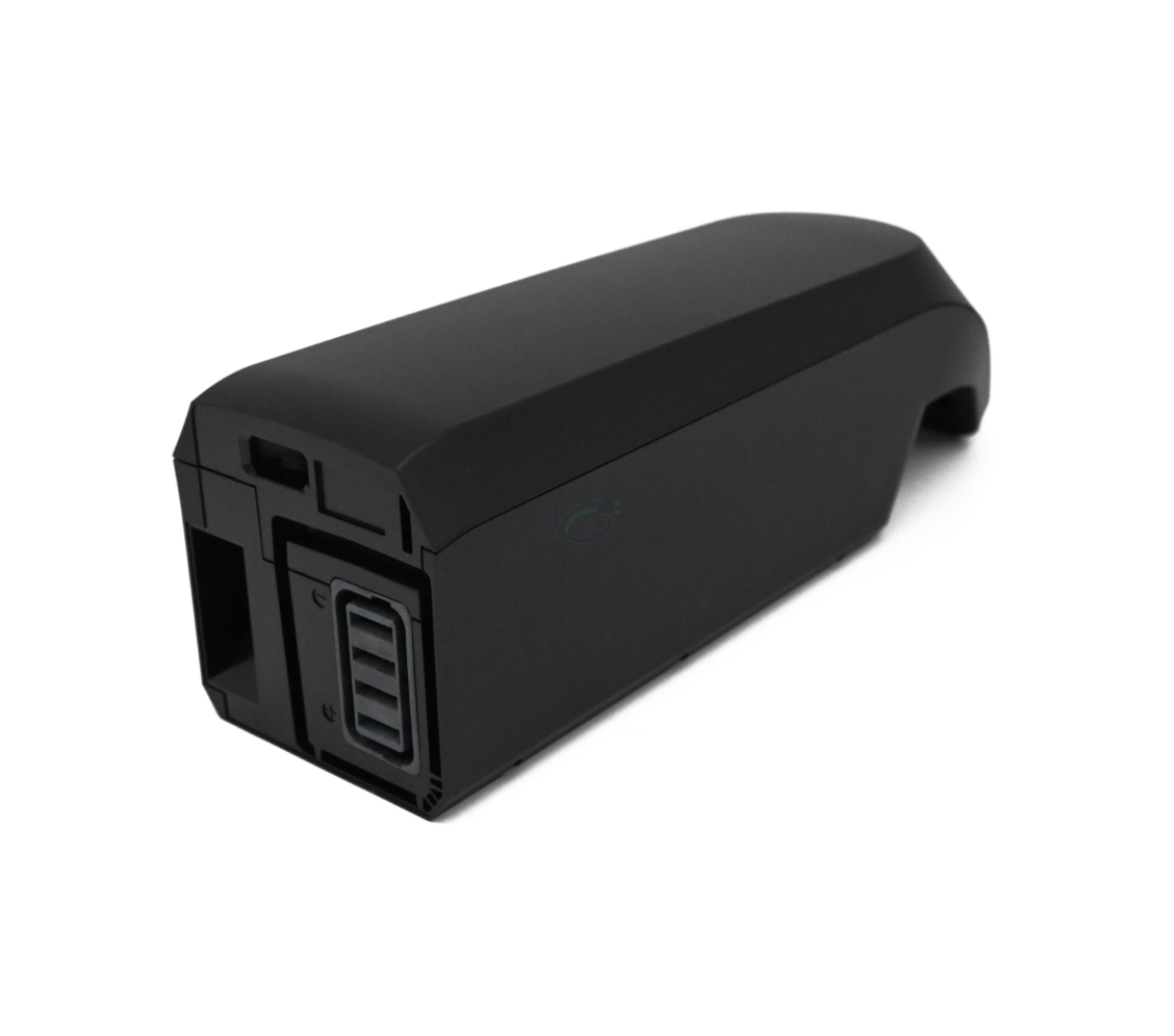 foto af Shimano BT-E6010 36V 11.6Ah bagfra, hvor du kan se opladestikket