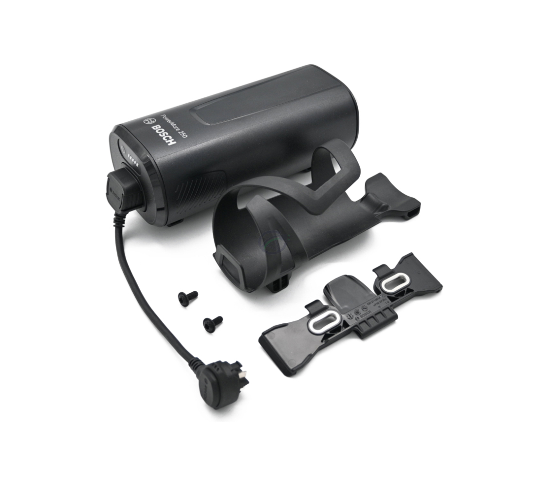 Bosch PowerMore 250 Range Extender med monteringssystem og tilsluttet 150 mm kabel