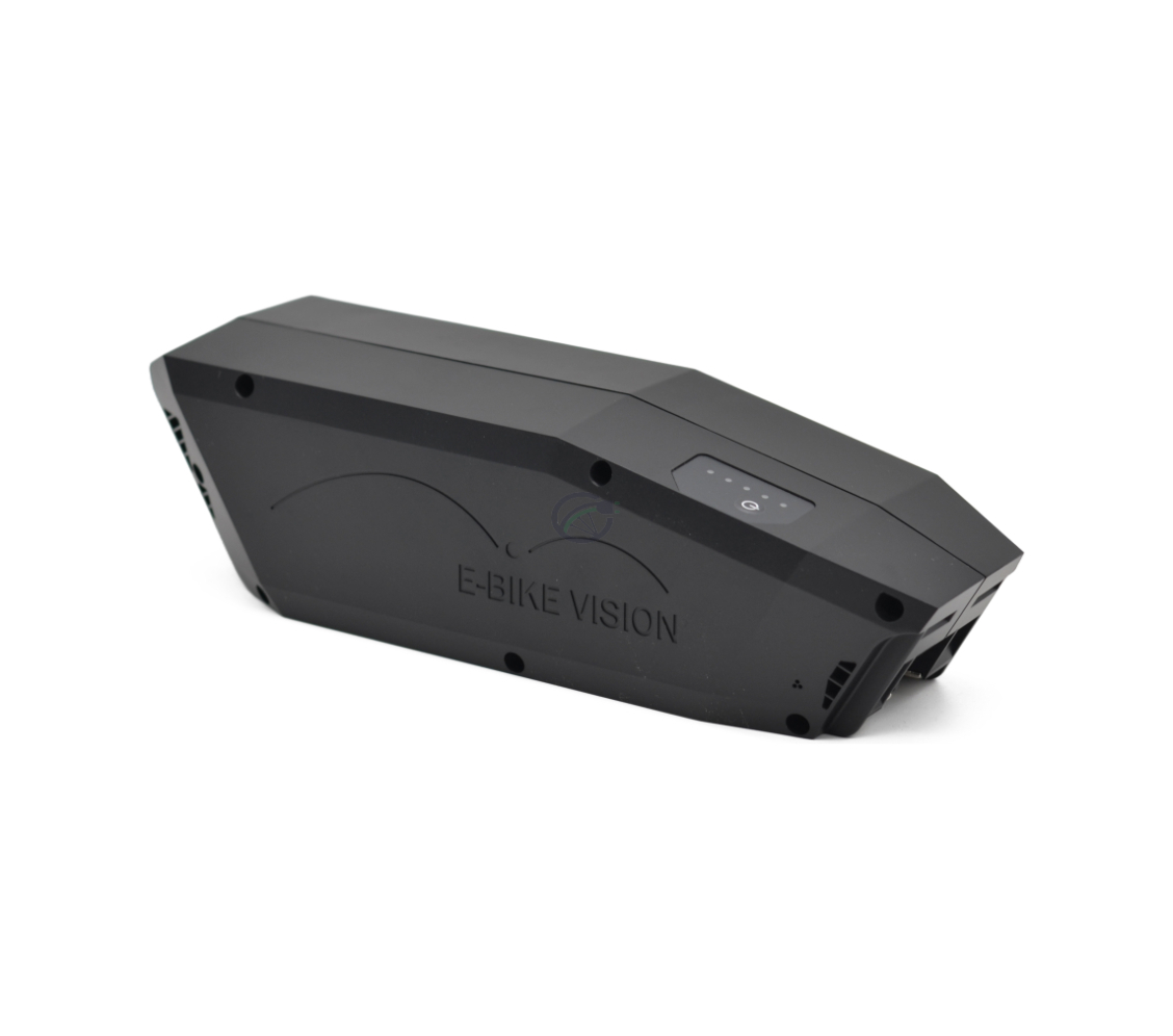 Skråt sidebillede af Bosch Powerpack 360 Performance/Active stel E-Bike Vision cykelbatteri.