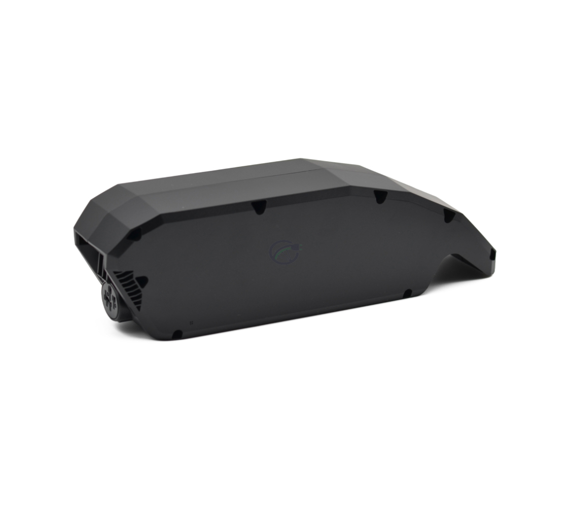 Sidebillede af Bosch Powerpack 540 Performance/Active stel E-Bike Vision cykelbatteri. Billedet er taget fra en højere vinkel, hvilket gør toppen også delvist synlig.