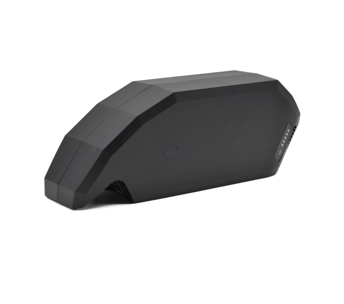 Tredjedels visning af Bosch Powerpack 700 Active/Performance stel E-Bike Vision cykelbatteri. Hele batteriet er tydeligt synligt.
