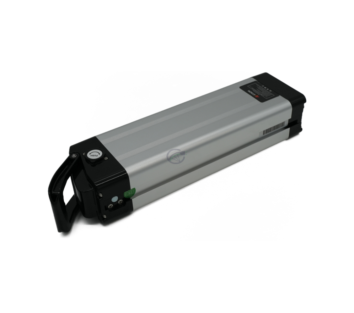 Trekvartsvinkel af Phylion XH370-12J Silverfish 37V 12Ah Compatible liggende, taget på afstand.