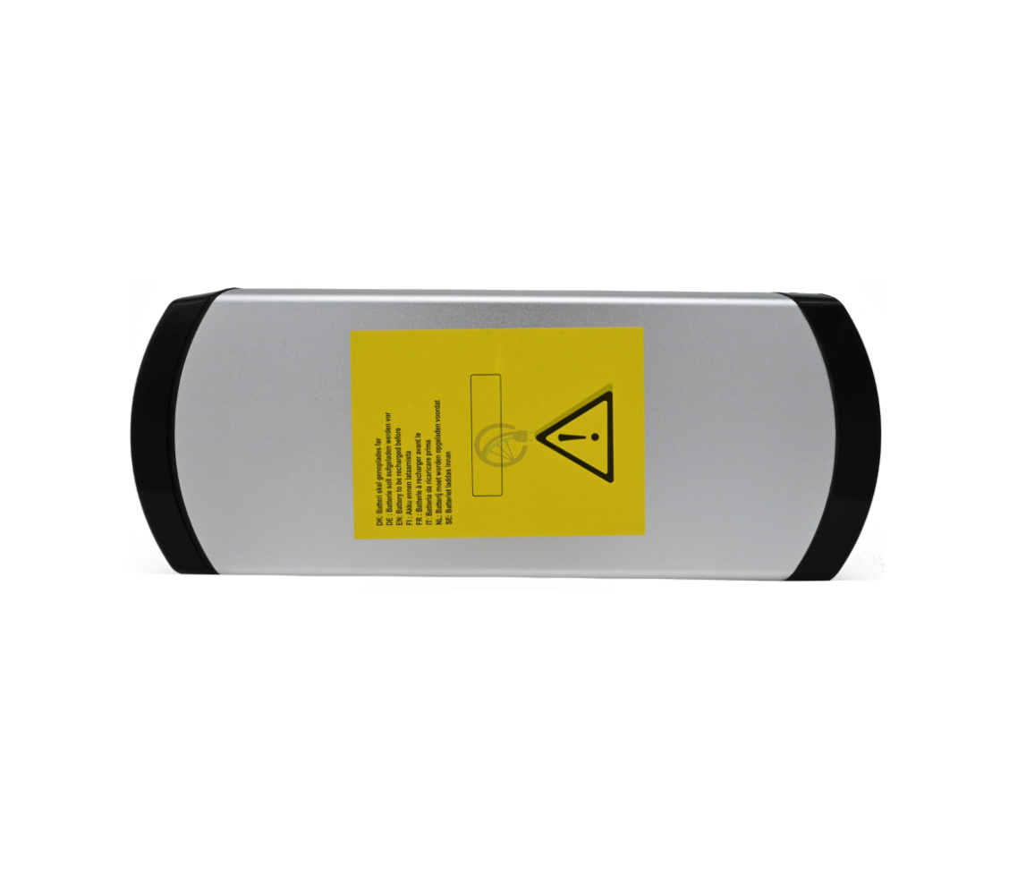 Topbillede af Phylion XH370-13J Wall-E 37V 14Ah (2-polet). Advarselsmærkaten på toppen af Phylion-batteriet er tydeligt synlig.