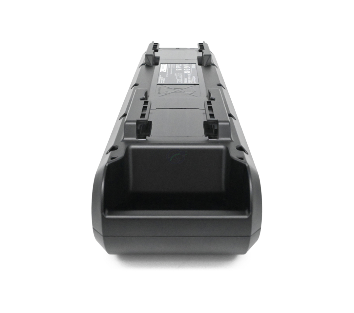 Bagperspektiv af Shimano Steps BT-E6000 cykelbatteri på hovedet.
