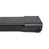 Sidevisning af Ansmann 36V 11.6Ah Compatible cykelbatteri. Tænd-/slukknappen og batteriindikatoren er synlige.