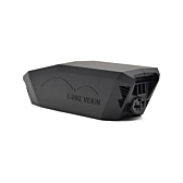 Tredjedels visning af Bosch Powerpack 360 Performance/Active stel E-Bike Vision cykelbatteri forfra. Siden af batteriet og cykeltilslutningen er synlige.