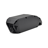 Tredjedels visning af bagsiden af Bosch Powerpack 540 Performance/Active stel E-Bike Vision cykelbatteri. Cykeltilslutningen er synlig.