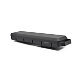Klart billede af Bosch Powerpack 700 Performance/Active bagagebærer E-Bike Vision. Hele batteriet er tydeligt synligt, og billedet er taget fra en trekvart vinkel.