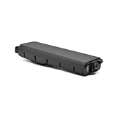 Tredjedels visning af Bosch Powerpack 700 Performance/Active bagagebærer E-Bike Vision, taget forfra. Cykeltilslutningen og siden af batteriet er tydeligt synlige.