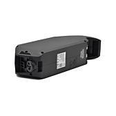 Tredjedels visning af undersiden af Bosch Powerpack 700 Active/Performance stel E-Bike Vision cykelbatteri. Batteriet ligger på sin side.