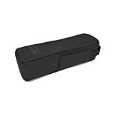 Trekvartvisning af Contec batteritaske til rammebatterier i liggende position, taget fra bunden.
