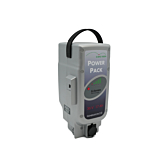 Trekvartvisning af Panasonic Deluxe 36V 17Ah Compatible, hvor ladeporten er synlig.