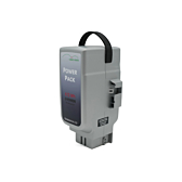 Trekvartvisning af Panasonic Deluxe 36V 17Ah Compatible, hvor håndtaget er synligt.
