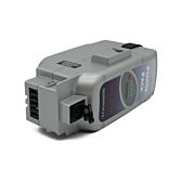 Trekvartvisning af liggende Panasonic Deluxe 36V 17Ah Compatible, hvor cykeltilslutningen og ladeporten er godt synlige.