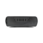Frontbillede af EYXON Sparta/Batavus B400 36V 12.8Ah Compatible cykelbatteri. Batteriets tilslutning til cyklen er tydeligt synlig.

