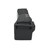 Billede af bagsiden af Kalkhoff Impulse batteri 36V 17Ah. Håndtaget og toppen af batteriet er tydeligt synlige.

