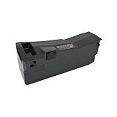 På dette billede kan man se Kalkhoff Impulse batteri 36V 15Ah. Det er et trekvart billede fra venstre side, hele batteriet er tydeligt synligt.

