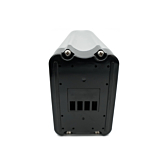 Bagerste visning af Phylion XH370-12J Silverfish 37V 12Ah Compatible, taget forfra, hvor cykeltilslutningen er godt synlig.