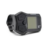 Trekvartssyn af Shimano Steps display SC-E5000 cykelcomputer fra en lav vinkel